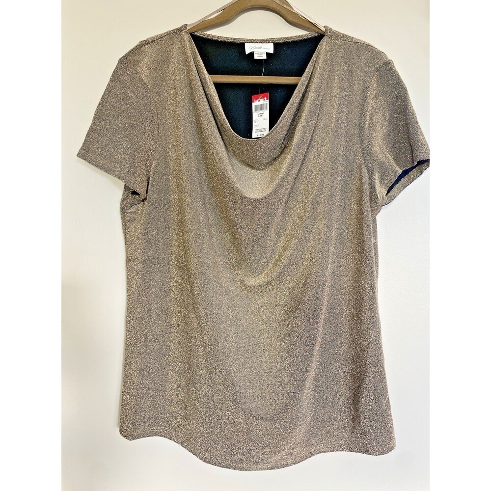 Jaclyn Smith Gold Sparkle Cowl-neck Top XXL Kmart